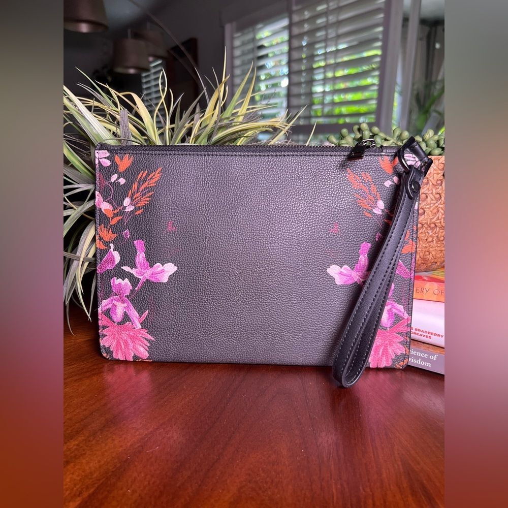 A NEW DAY Black Floral pouch wristlet zipper purse New without tags
